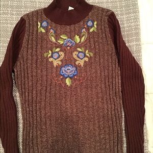 Sundance embroidered mock turtleneck sweater